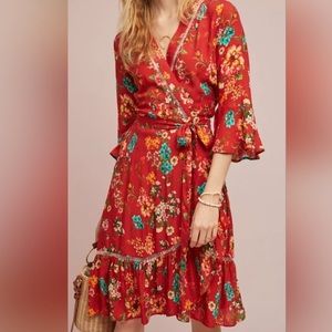 Anthropologie Floral Wrap Dress